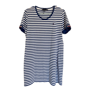 Tommy Hilfiger Women's Striped Blue & White Short Sleeve Shirt Dress Medium